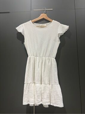 Women's White Cotton Gauze Mini Dress